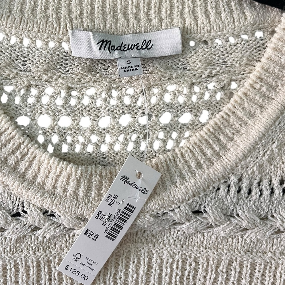 Madewell Scalloped-Trim Sweater Tee, Ivory Size - Picture 5 of 7